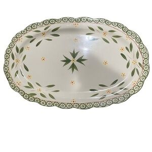 Temptation By Tara Old World Scalloped Edge Leaf and Floral Ceramic Platter